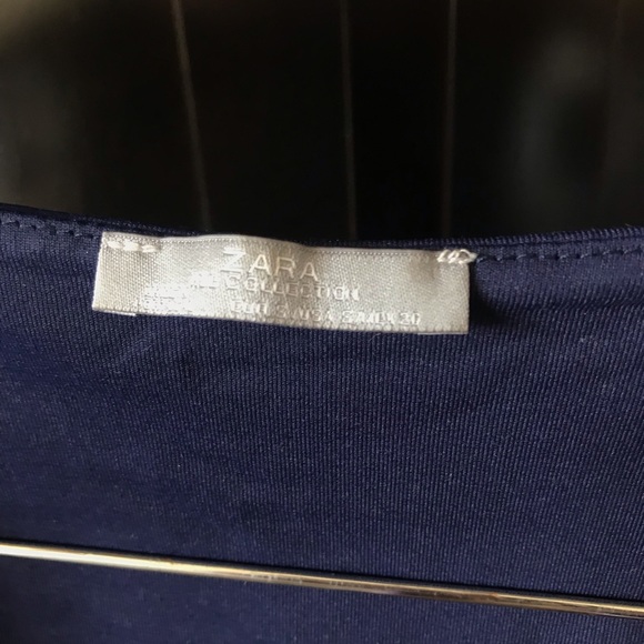 ZARA Navy Basic Nylon Tank-top with bra layer - Picture 2 of 2